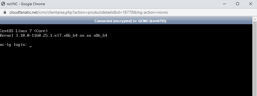 Cloudfanatic server login prompt